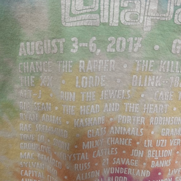 2017 Lollapalooza Tie Dye Grant Park Chicago Graphic T-Shirt Size Small - Picture 7 of 10